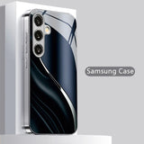 Modern blue streamlined-pattern protective case For Samsung