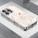 Travel Plane Love Heart Tempered Glass Electroplated Phone Case For iPhone
