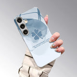 Elegant Abalone Leaf Pattern Glass Protective Cover For Samsung