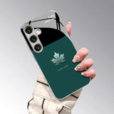 Vintage Moss Green Steel Pattern Glass Protective Cover For Samsung