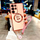 Plating TPU Rose Magnetic Case For Samsung Galaxy
