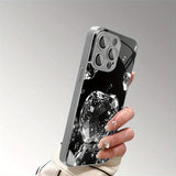 Luxury Diamond For Apple Textured Print Glass Electroplated Case For iPhone