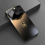 Golden Tiger Head Pattern Tempered Glass Case For iPhone