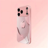 Luxury Light Pink Apple Pattern Glass Case For iPhone