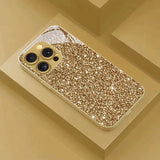 Sparkling Star Pattern Gold Metallic Paint Glass Case For iPhone