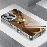 Metal Technology For Apple Pattern Tempered Glass Electroplated Case For iPhone