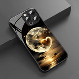 Artistic Love Moon Pattern Tempered Glass Phone Case For iPhone