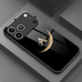Trendy Moon Letter A Pattern Tempered Glass Case For iPhone