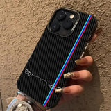 Cool car lights carbon fiber pattern case for iPhone
