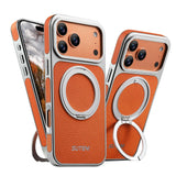 Rotating magnet ring folding stand leather magnetic phone case suitable For iPhone