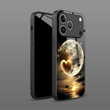 Artistic Love Moon Pattern Tempered Glass Phone Case For iPhone