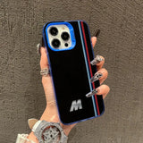 Striped letter M pattern phone case for iPhone
