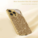 Sparkling Star Pattern Gold Metallic Paint Glass Case For iPhone