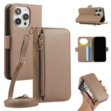 Crossbody Zipper Wallet with Card Holder Case for IPhone