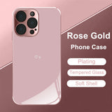 Love Heart Pattern Pink Metallic Tempered Glass Case For iPhone