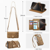 Crossbody Flip Leather Women Girls Wallet Card Holder  Case for IPhone with 2 Lanyads