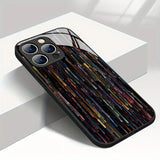 Colorful Stripes Pattern Tempered Glass Black Case For iPhone
