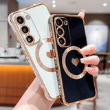 Love Heart Plating Magnetic Case For Samsung Galaxy