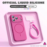 Magnetic Wrist Strap Liquid Silicone Phone Case For iPhone