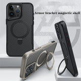 Luxury Carbon Fiber Magnetic Aluminum Alloy Bracket Case For iPhone