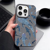 Ocean Shark Whale Pattern Leather Texture TPU Case For iPhone
