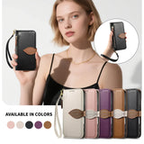 Zipper Leather Wallet Flip Case For for iPhone