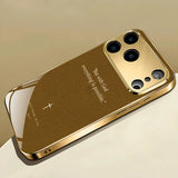 Minimalist Letters Pattern Gold Metallic Paint Glass Case For iPhone