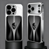 Black Background Skeleton Pattern Tempered Glass Phone Case For iPhone