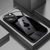 Stylish Poker Pattern Tempered Glass Black Phone Case For iPhone