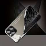 Metallic Texture Line Pattern Tempered Glass Case For iPhone