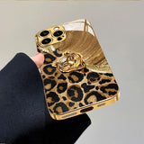 Tiger Leopard Print Gold Paint Glass Case For iPhone