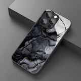 Black Marble Gradient Pattern Tempered Glass Case For iPhone