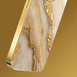 Gold Marble Stone Pattern Metallic Paint Glass Phone Case For iPhone