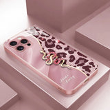 Spliced Leopard Print Golden Snake Metallic Paint Glass Phone Case For iPhone