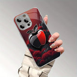 Creative Black Red For Apple Pattern Glass Electroplated Case For iPhone