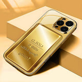 Gold Pure Gold Bar Pattern Gold Metallic Paint Glass Phone Case For iPhone