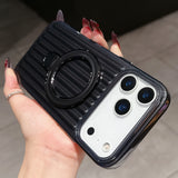 Magnetic Luggage Corrugated Stripe Bracket Case for IPhone