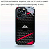 Black Carbon Fiber For Apple Pattern Glass Phone Case For iPhone