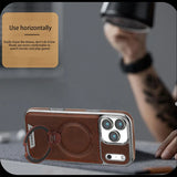 Magnetic Rotat Bracket Luxury Leather Phone Case For iPhone