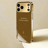 Minimalist Letters Pattern Gold Metallic Paint Glass Case For iPhone