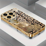 Leopard Butterfly Sphere Print Tempered Glass Case For iPhone