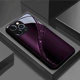 Purple Black Sparkle Curve Starlight Tempered Glass Phone Case For iPhone