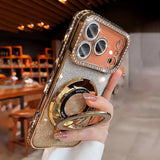 Plating For Magnetic Stand Holder Rhinestones Case For iPhone