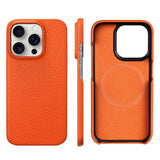Cowhide Lychee Leather Magnetic Case for iPhone