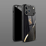 Stylish Golden Horse Pattern Tempered Glass Phone Case For iPhone