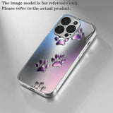 Purple Gradient Paw Pattern Glass Case For iPhone