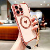 Plating TPU Magnetic Case For iPhone  &Wrist Lanyard