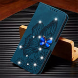 Glitter Leather Flip Wallet Butterfly Bling Book Card Case For iPhone