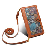 Crossbody Zipper Wallet Card Holder Lanyard Leather Case for Samsung