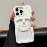 Cut-out Heat-Dissipating Skull-Face Soft Silicone Case For iPhone